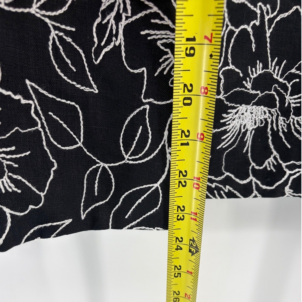 Jones New York Signature Womens 8 Black White Floral Embroidered Linen Blazer - Picture 6 of 8